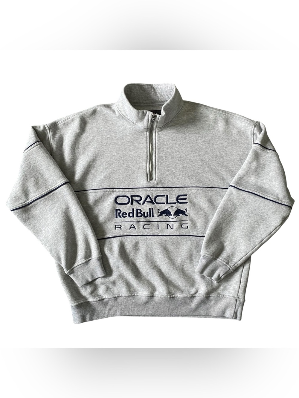 Abercrombie Fitch Oracle Red Bull Racing F1 Half Zip Sweatshirt Gray Size Medium